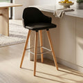 Black Leather Effect Bar Chair with Curved Backrest