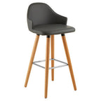 Dark Grey Leather Effect Bar Chair with Curved Backrest