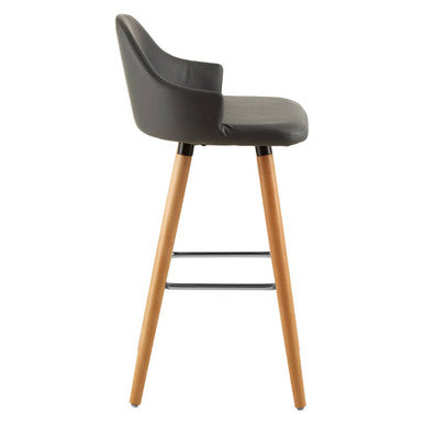 Dark Grey Leather Effect Bar Chair with Curved Backrest