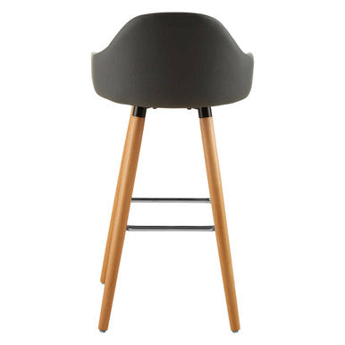 Dark Grey Leather Effect Bar Chair with Curved Backrest