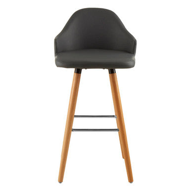 Dark Grey Leather Effect Bar Chair with Curved Backrest