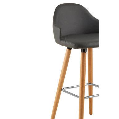 Dark Grey Leather Effect Bar Chair with Curved Backrest