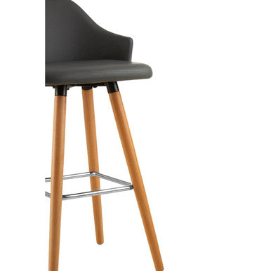 Dark Grey Leather Effect Bar Chair with Curved Backrest