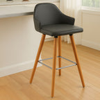 Dark Grey Leather Effect Bar Chair with Curved Backrest