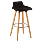 Black Fabric Bar Stool with Wooden Legs