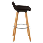 Black Fabric Bar Stool with Wooden Legs