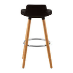 Black Fabric Bar Stool with Wooden Legs