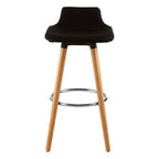 Black Fabric Bar Stool with Wooden Legs