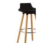 Black Fabric Bar Stool with Wooden Legs