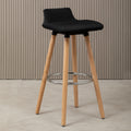 Black Fabric Bar Stool with Wooden Legs