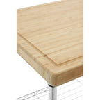 Silver and Natural 3 Tier Kitchen Trolley with Rubber Wood Top