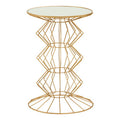 Gold Finish Side Table with Mirrored Top