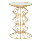 Gold Finish Side Table with Mirrored Top