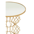 Gold Finish Side Table with Mirrored Top