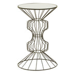 Black Finish Wire Frame and Mirror Top Side Table