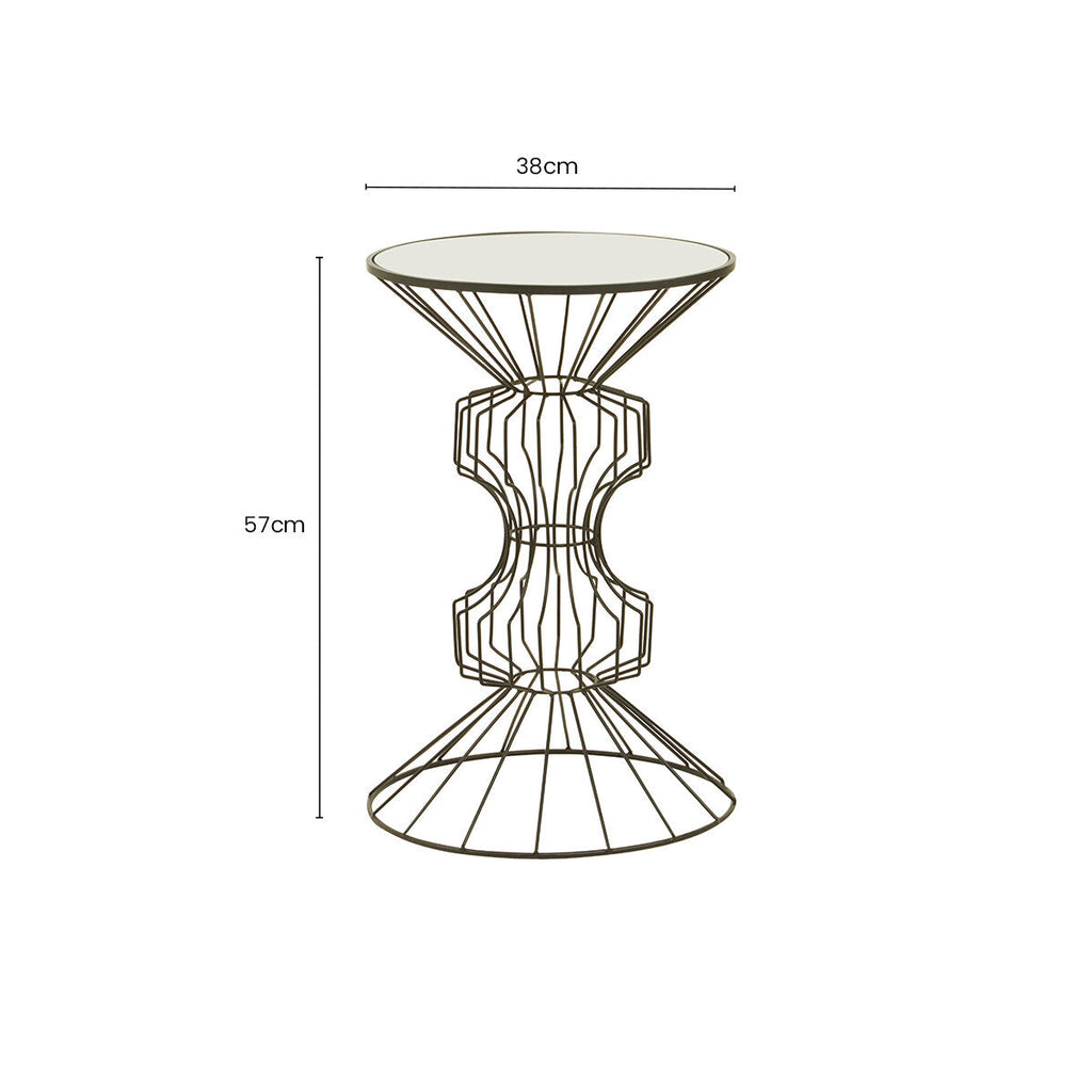 Black Finish Wire Frame and Mirror Top Side Table