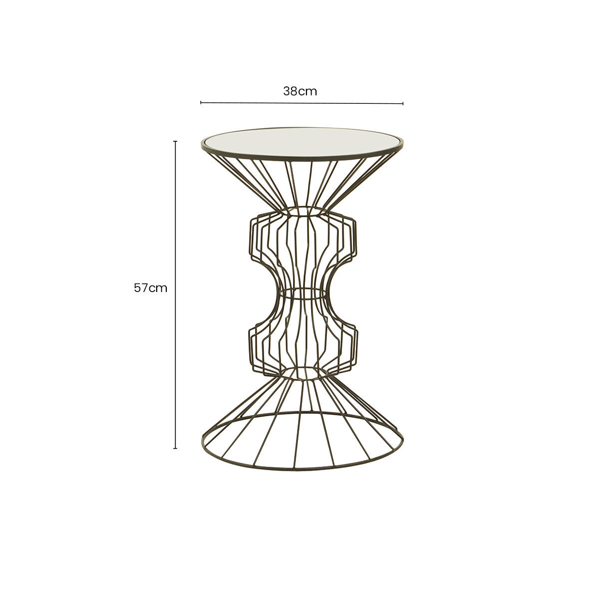 Black Finish Wire Frame and Mirror Top Side Table