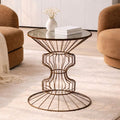 Black Finish Wire Frame and Mirror Top Side Table
