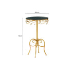 Black Wooden Top Round Side Table with Gold Metal Frame
