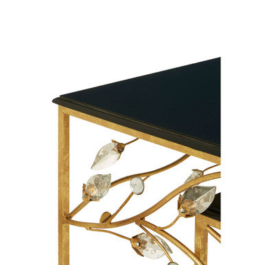 Set of 2 Black Wooden Top Tables with Gold Metal Frame