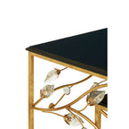 Set of 2 Black Wooden Top Tables with Gold Metal Frame