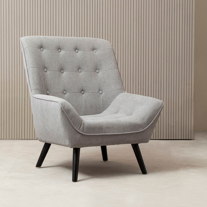 Grey Linen Effect Accent Chair with Stitched Detail