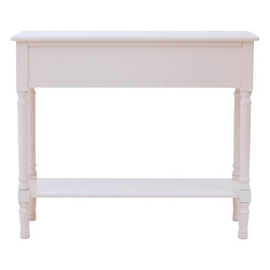 White and Natural Wooden 2 Drawer Console Table with Lower Shelf