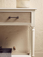 White and Natural Wooden 2 Drawer Console Table with Lower Shelf