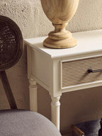 White and Natural Wooden 2 Drawer Console Table with Lower Shelf