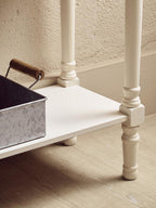 White and Natural Wooden 2 Drawer Console Table with Lower Shelf