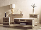 White and Natural Wooden 2 Drawer Console Table with Lower Shelf
