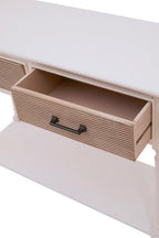 White and Natural Wooden 2 Drawer Console Table with Lower Shelf