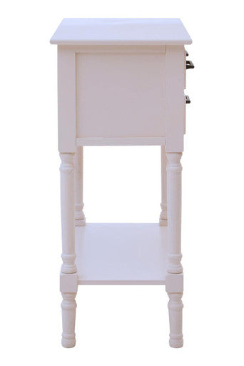 White and Natural Wooden 3 Drawer Console Table with Lower Shelf