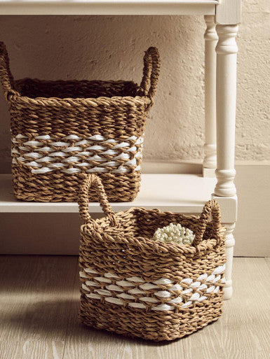 White and Natural Wooden 3 Drawer Console Table with Lower Shelf