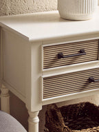 White and Natural Wooden 3 Drawer Console Table with Lower Shelf