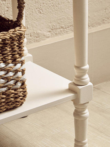 White and Natural Wooden 3 Drawer Console Table with Lower Shelf