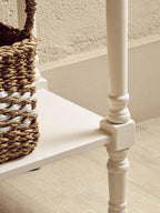 White and Natural Wooden 3 Drawer Console Table with Lower Shelf
