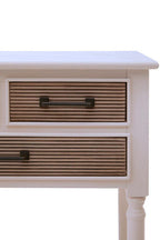 White and Natural Wooden 3 Drawer Console Table with Lower Shelf