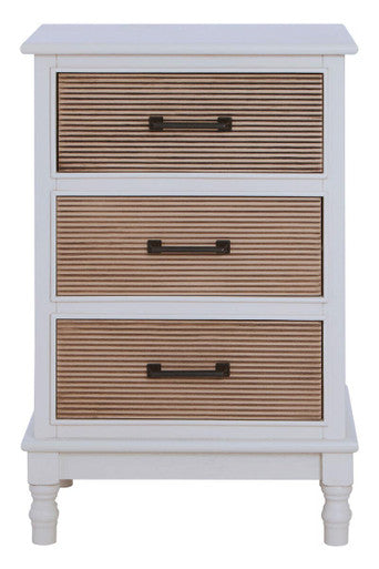 White and Natural Wooden 3 Drawer Chest