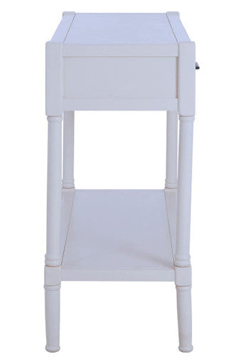 Pearl White Wooden 2 Drawer Console Table with Lower Shelf
