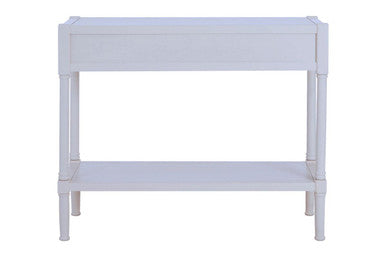 Pearl White Wooden 2 Drawer Console Table with Lower Shelf