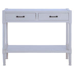 Pearl White Wooden 2 Drawer Console Table with Lower Shelf