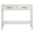 Pearl White Wooden 2 Drawer Console Table with Lower Shelf