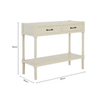 Pearl White Wooden 2 Drawer Console Table with Lower Shelf