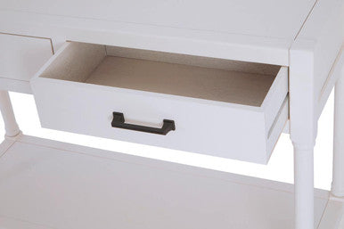 Pearl White Wooden 2 Drawer Console Table with Lower Shelf