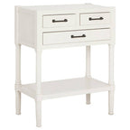 Pearl White Wooden 3 Drawer Console Table with Lower Shelf