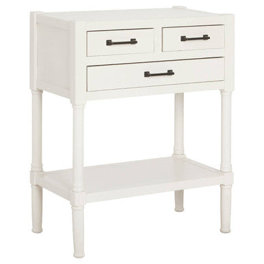 Pearl White Wooden 3 Drawer Console Table with Lower Shelf