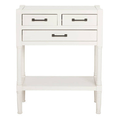Pearl White Wooden 3 Drawer Console Table with Lower Shelf