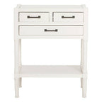Pearl White Wooden 3 Drawer Console Table with Lower Shelf