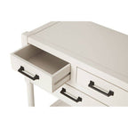 Pearl White Wooden 3 Drawer Console Table with Lower Shelf